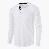 Men's Henley T-Shirt – Long Sleeve, Button Placket & Plain Woven Design