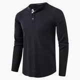 Men's Henley T-Shirt – Long Sleeve, Button Placket & Plain Woven Design