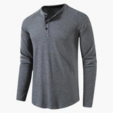 Men's Henley T-Shirt – Long Sleeve, Button Placket & Plain Woven Design