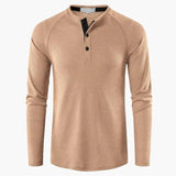 Men's Henley T-Shirt – Long Sleeve, Button Placket & Plain Woven Design