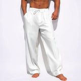 Men's Pants Casual Relaxed Fit Drawstring Straight Leg Trousers