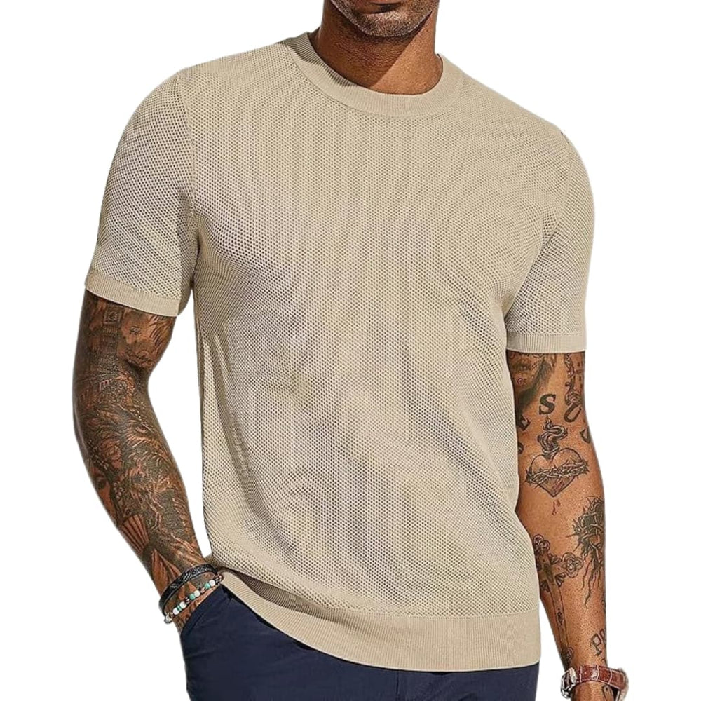 Men's T-Shirt – Perforated Mesh, Crew Neck & Short Sleeve
