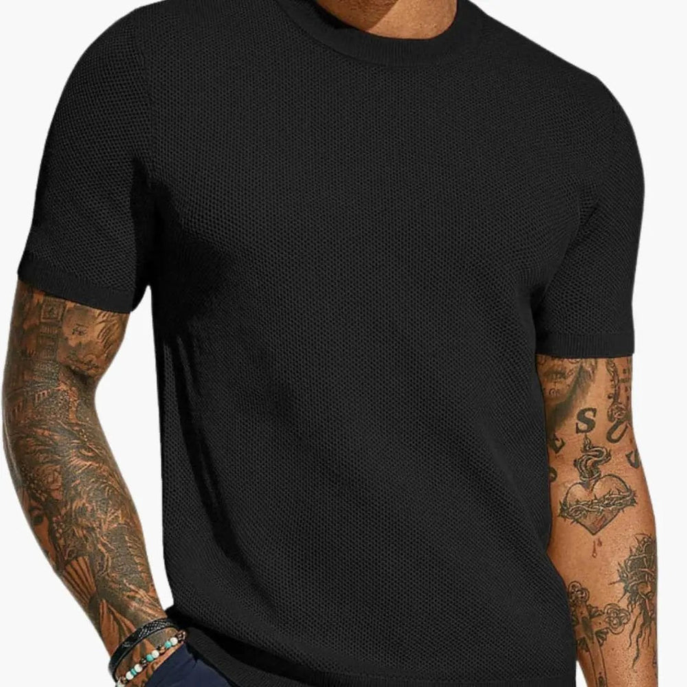 Men's T-Shirt – Perforated Mesh, Crew Neck & Short Sleeve