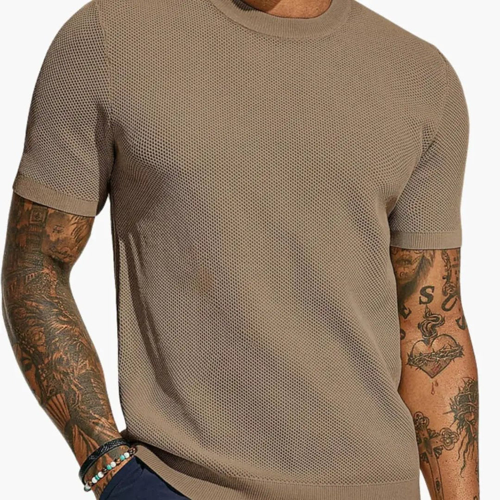 Men's T-Shirt – Perforated Mesh, Crew Neck & Short Sleeve