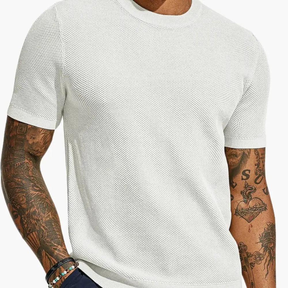 Men's T-Shirt – Perforated Mesh, Crew Neck & Short Sleeve