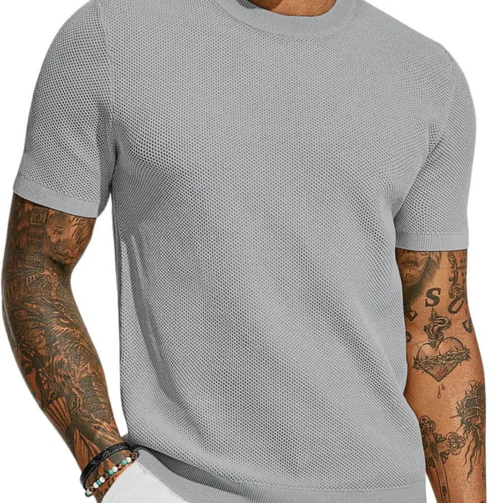 Men's T-Shirt – Perforated Mesh, Crew Neck & Short Sleeve
