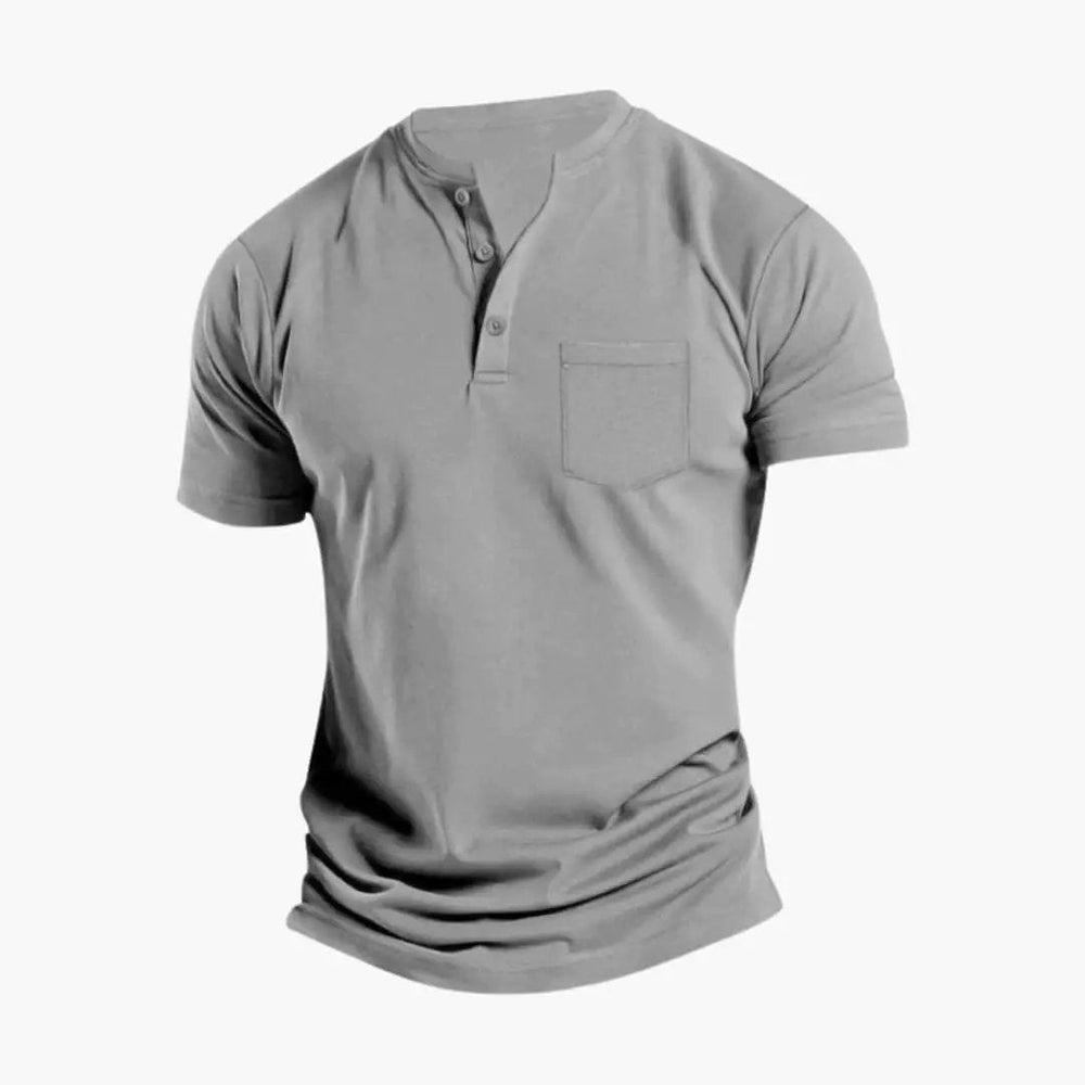 Men's Henley T-Shirt – Short Sleeve, Chest Pocket & Button Placket