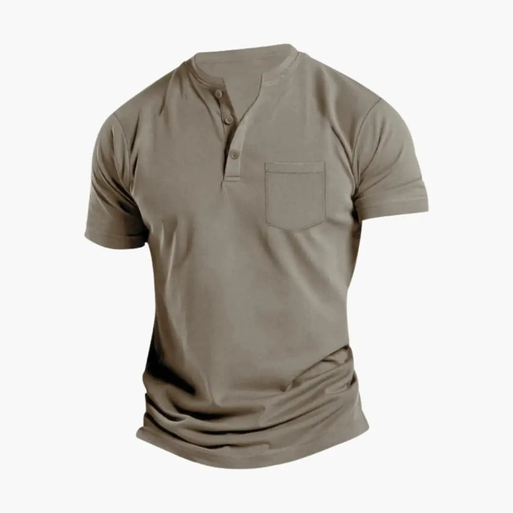 Men's Henley T-Shirt – Short Sleeve, Chest Pocket & Button Placket