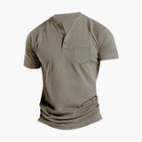 Men's Henley T-Shirt – Short Sleeve, Chest Pocket & Button Placket