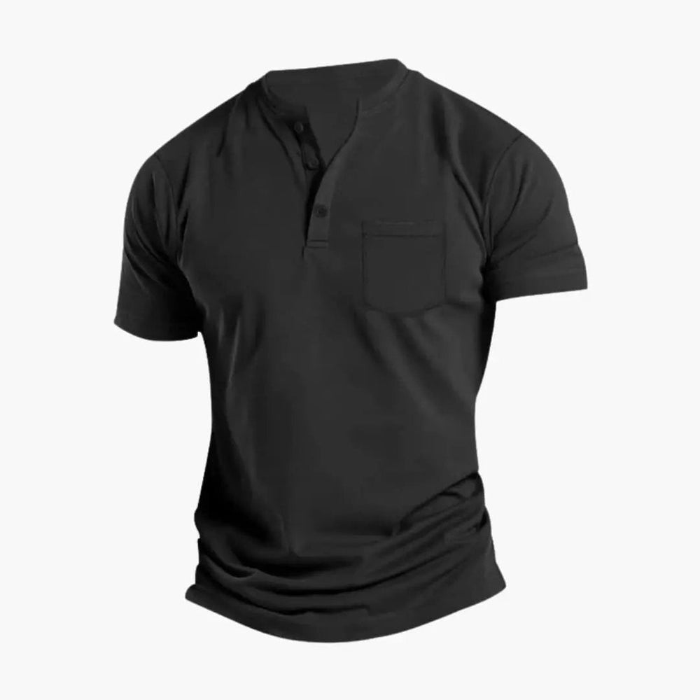 Men's Henley T-Shirt – Short Sleeve, Chest Pocket & Button Placket