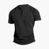 Men's Henley T-Shirt – Short Sleeve, Chest Pocket & Button Placket