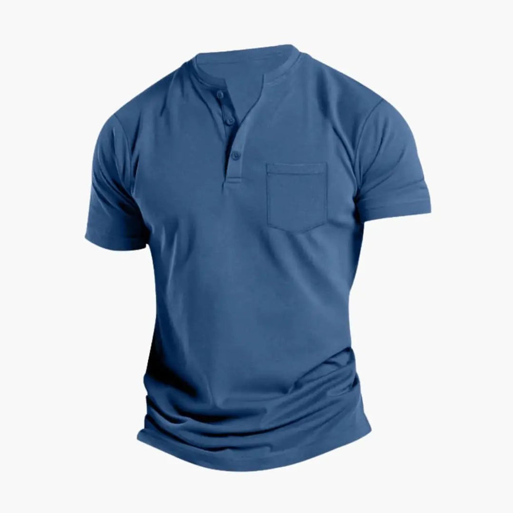 Men's Henley T-Shirt – Short Sleeve, Chest Pocket & Button Placket