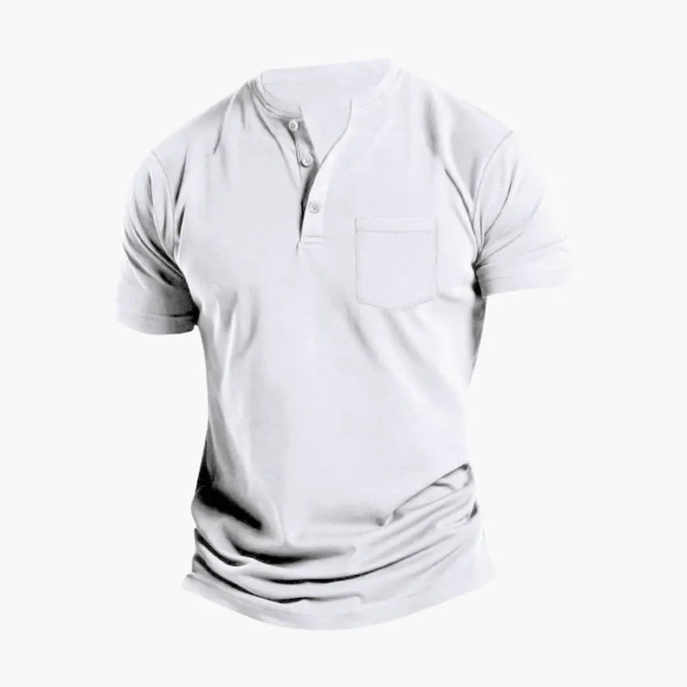 Men's Henley T-Shirt – Short Sleeve, Chest Pocket & Button Placket
