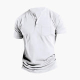 Men's Henley T-Shirt – Short Sleeve, Chest Pocket & Button Placket