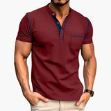 Men's Henley T-Shirt – Short Sleeve, Chest Pocket & Button Neck