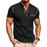 Men's Henley T-Shirt – Short Sleeve, Chest Pocket & Button Neck