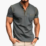 Men's Henley T-Shirt – Short Sleeve, Chest Pocket & Button Neck