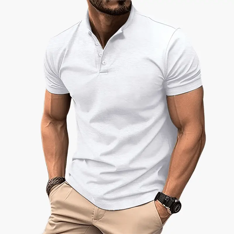 Men's Polo Shirt – Button Collar, Short Sleeve & Straight Fit