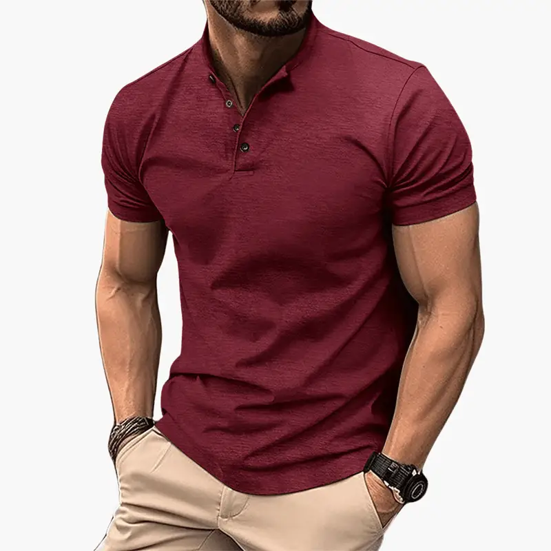 Men's Polo Shirt – Button Collar, Short Sleeve & Straight Fit