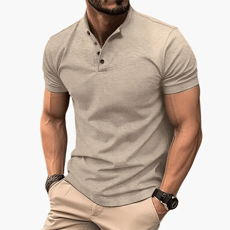 Men's Polo Shirt – Button Collar, Short Sleeve & Straight Fit