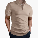 Men's Polo Shirt – Short Sleeve, Button Collar & Woven Straight-Hem Finish