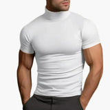 Men's Turtleneck T-Shirt – Short Sleeve, Plain Design & Woven Finish