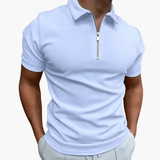 Men's Zip Polo Shirt – Short Sleeve, Plain Design & Casual Fit