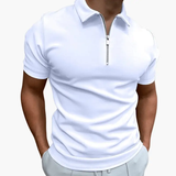 Men's Zip Polo Shirt – Short Sleeve, Plain Design & Casual Fit