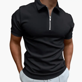 Men's Zip Polo Shirt – Short Sleeve, Plain Design & Casual Fit