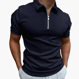 Men's Zip Polo Shirt – Short Sleeve, Plain Design & Casual Fit