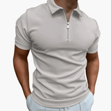 Men's Zip Polo Shirt – Short Sleeve, Plain Design & Casual Fit