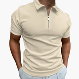 Men's Zip Polo Shirt – Short Sleeve, Plain Design & Casual Fit