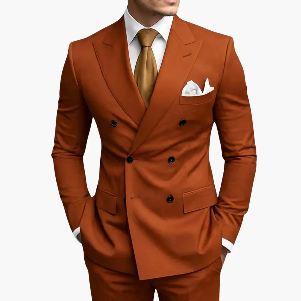Men's Wedding Suit – Double-Breasted Jacket, Notched Lapel & Two-Piece Design