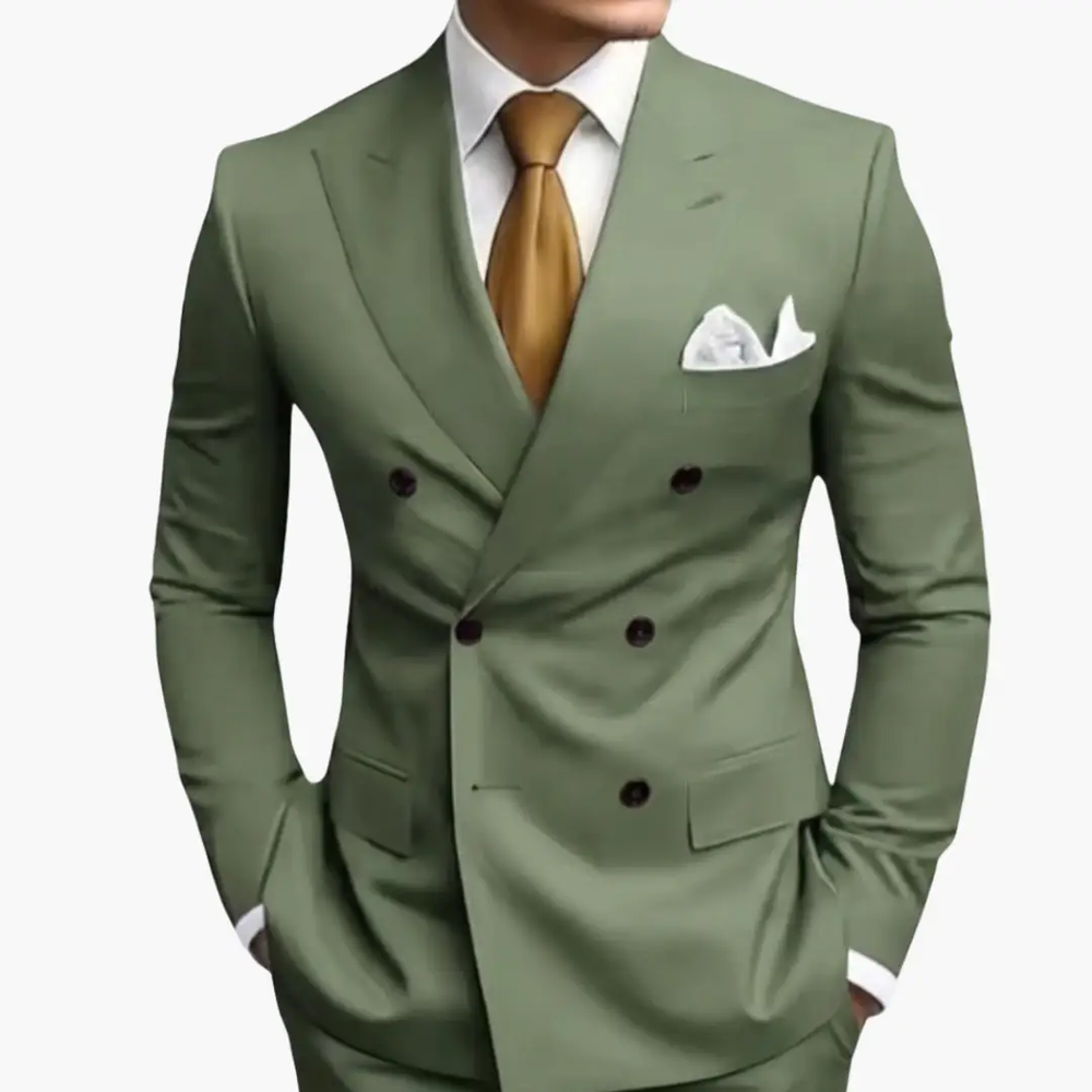 Men's Wedding Suit – Double-Breasted Jacket, Notched Lapel & Two-Piece Design