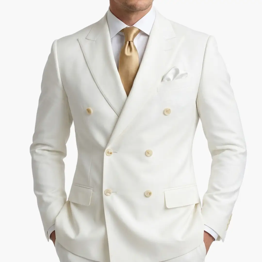 Men's Wedding Suit – Double-Breasted Jacket, Notched Lapel & Two-Piece Design