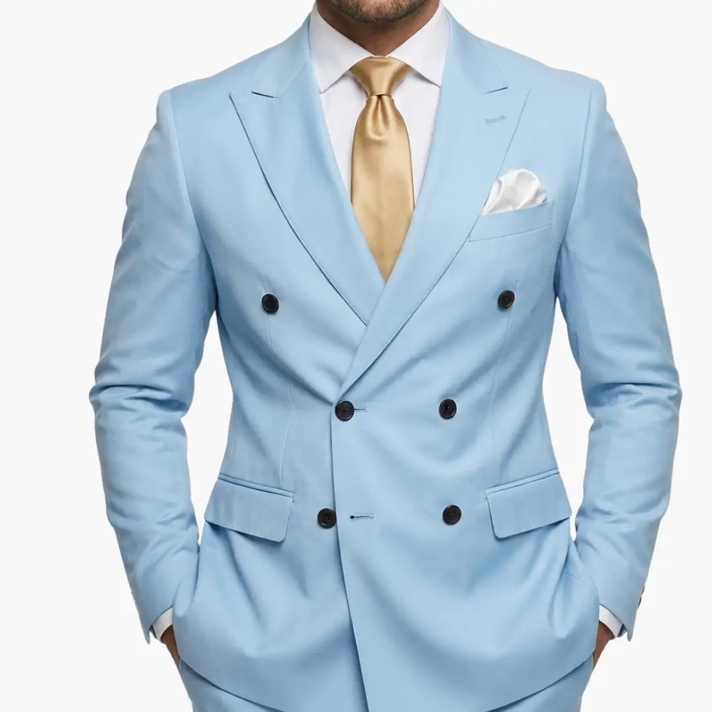 Men's Wedding Suit – Double-Breasted Jacket, Notched Lapel & Two-Piece Design