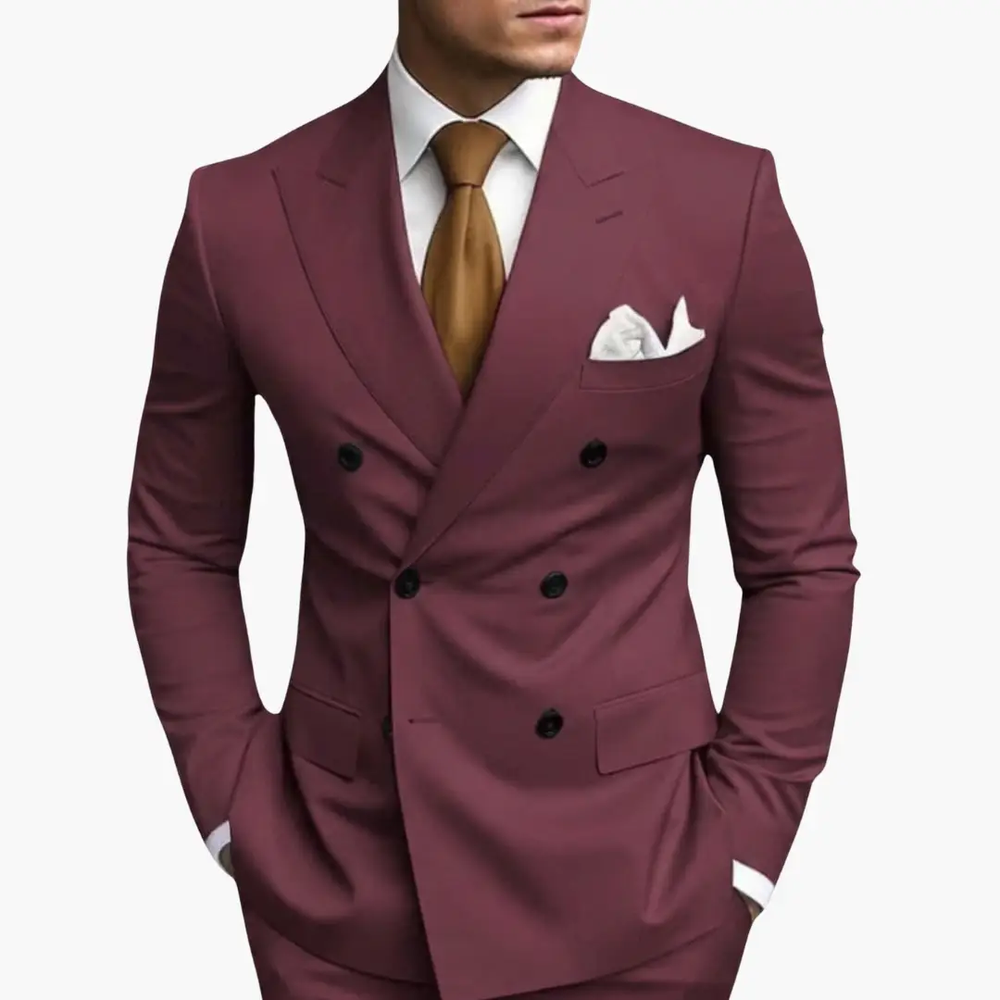 Men's Wedding Suit – Double-Breasted Jacket, Notched Lapel & Two-Piece Design