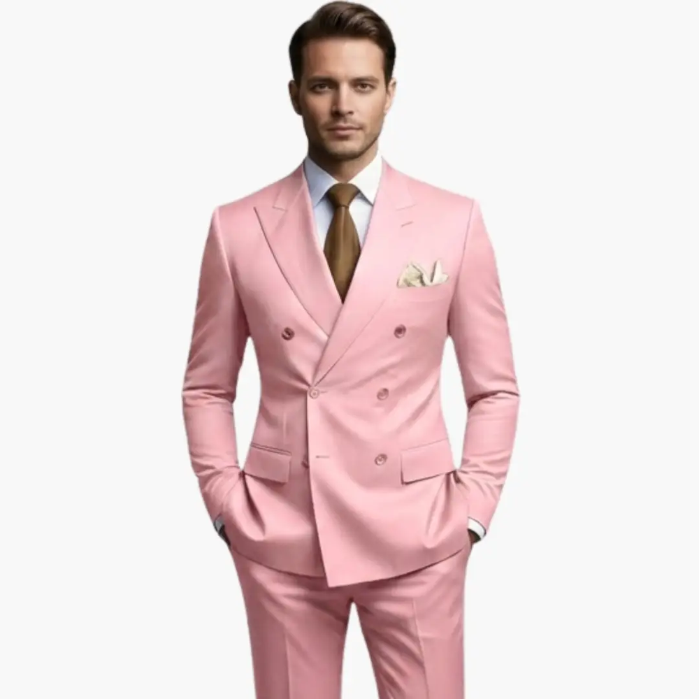 Men's Wedding Suit – Double-Breasted Jacket, Notched Lapel & Two-Piece Design