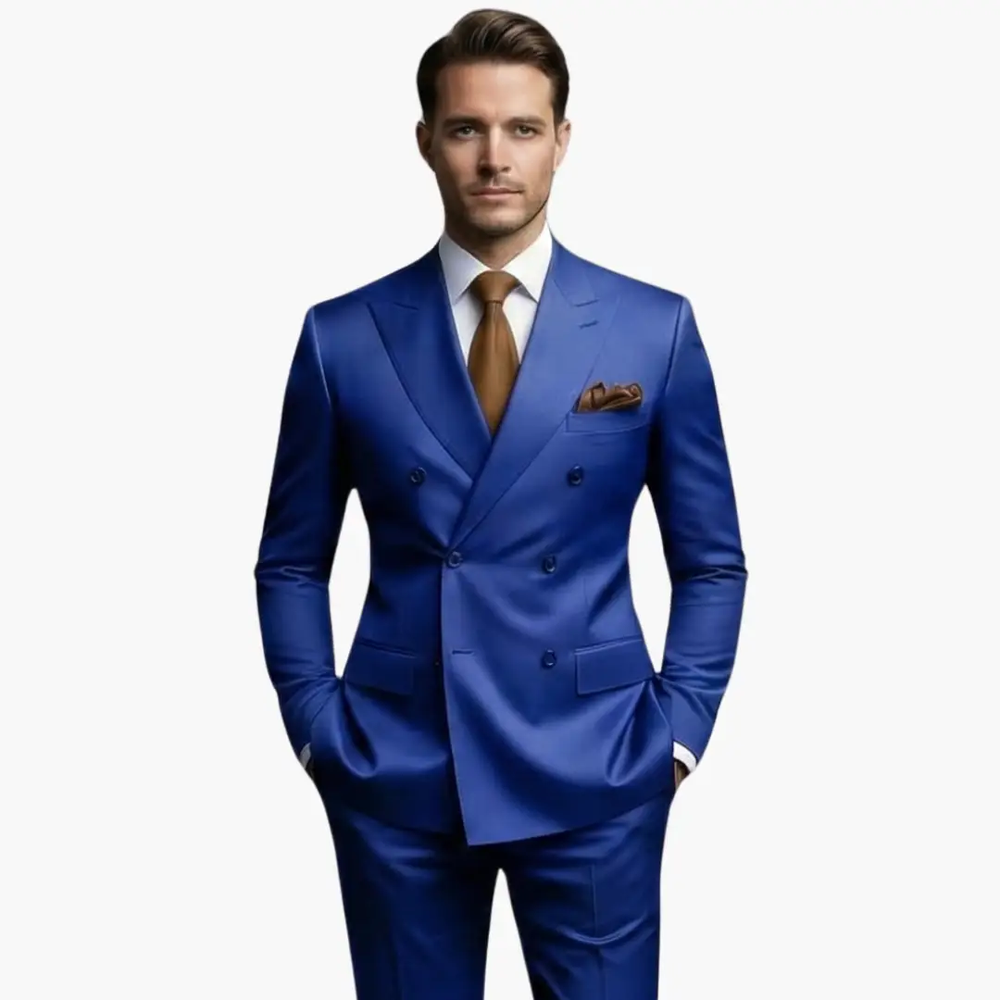 Men's Wedding Suit – Double-Breasted Jacket, Notched Lapel & Two-Piece Design