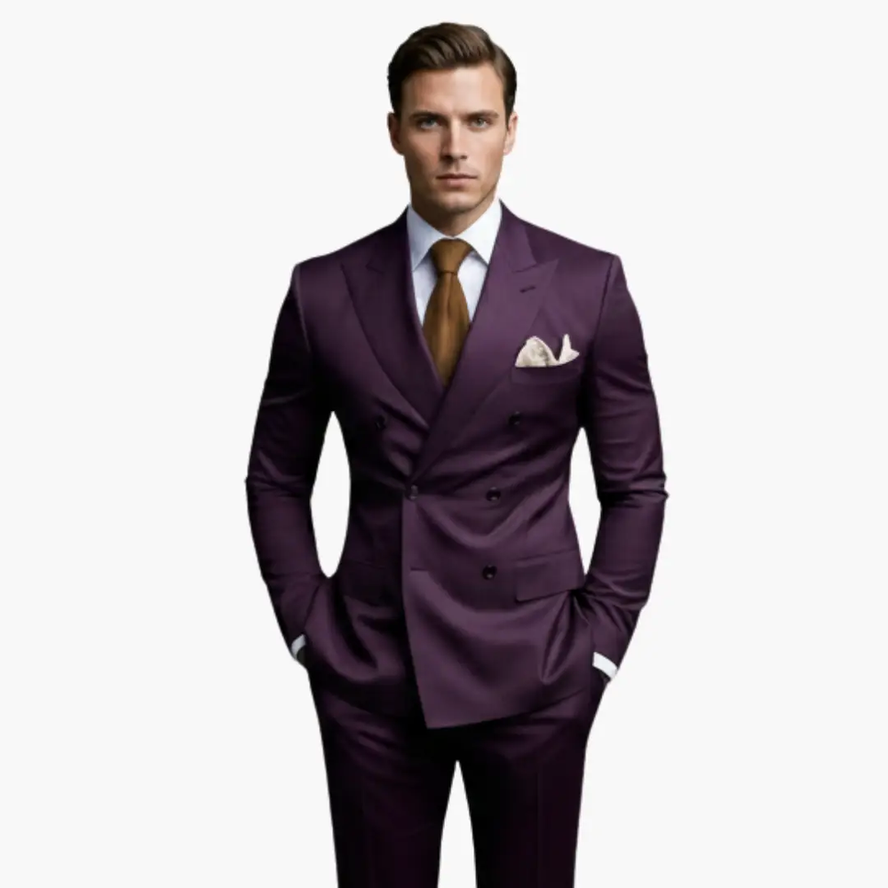 Men's Wedding Suit – Double-Breasted Jacket, Notched Lapel & Two-Piece Design