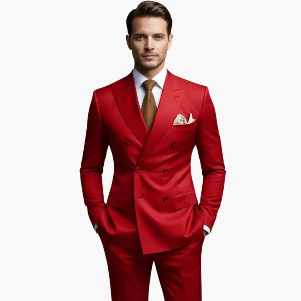 Men's Wedding Suit – Double-Breasted Jacket, Notched Lapel & Two-Piece Design