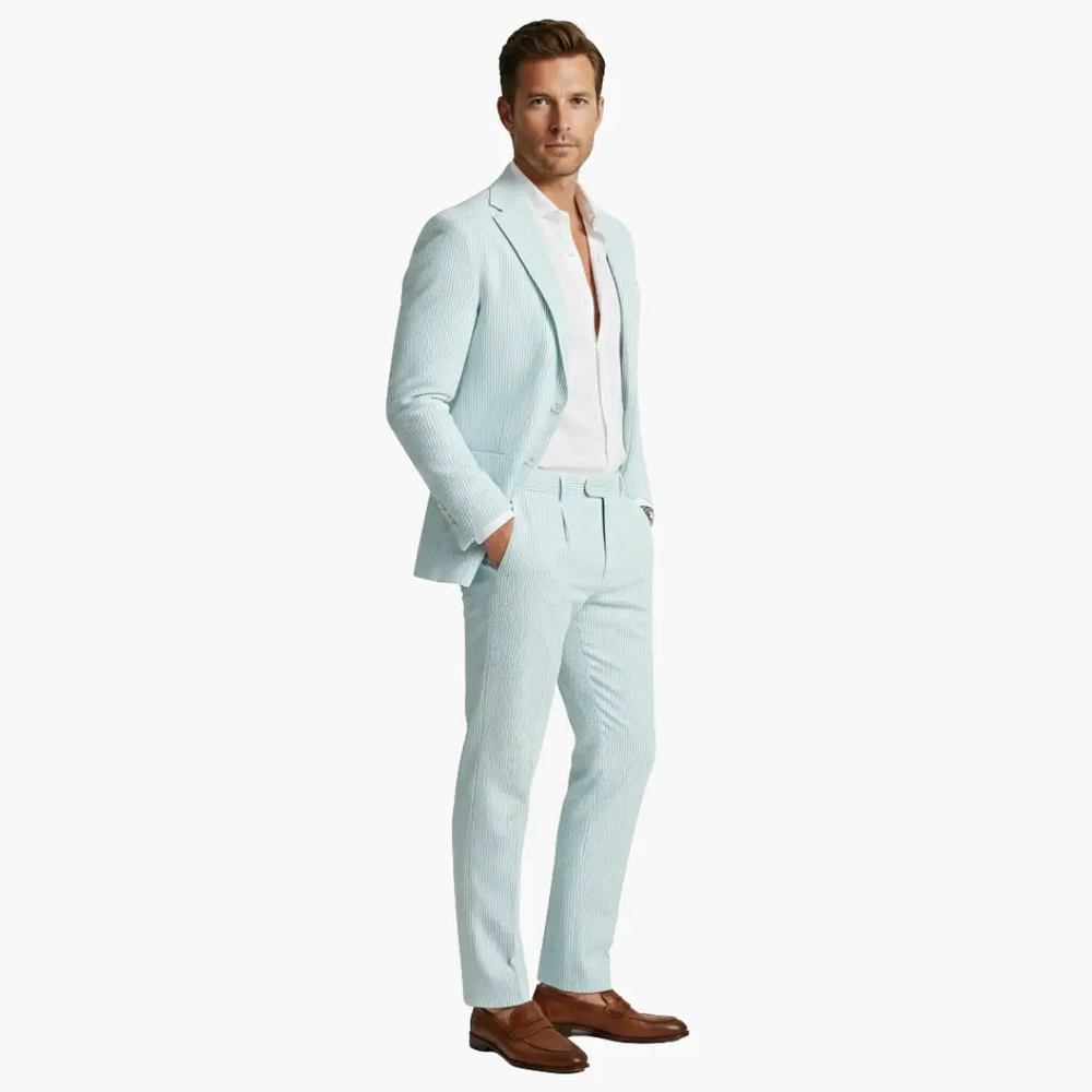 Men's Pinstripe Suit – Two-Piece, Notch Lapel & Slim Fit