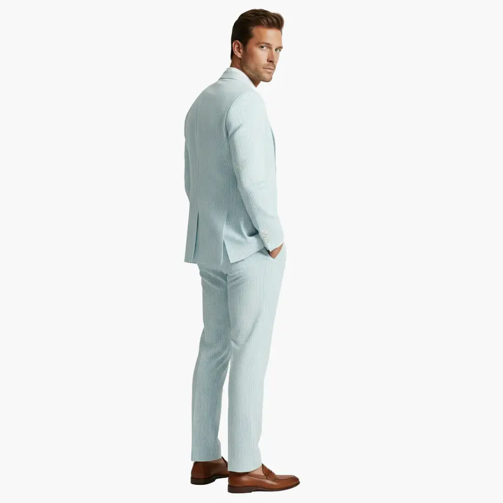 Men's Pinstripe Suit – Two-Piece, Notch Lapel & Slim Fit