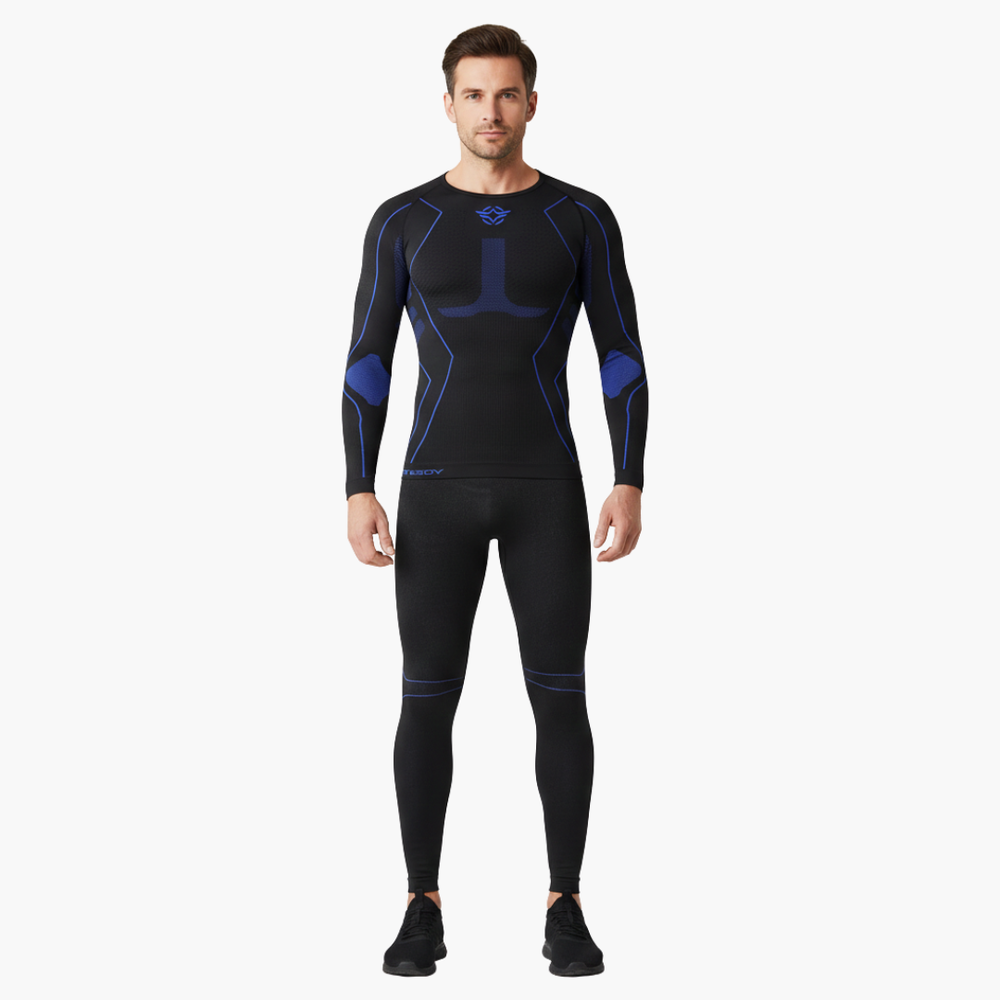 Men's Thermal Set – Long-Sleeve Top, Elastic-Waist Pants & Two-Piece Design