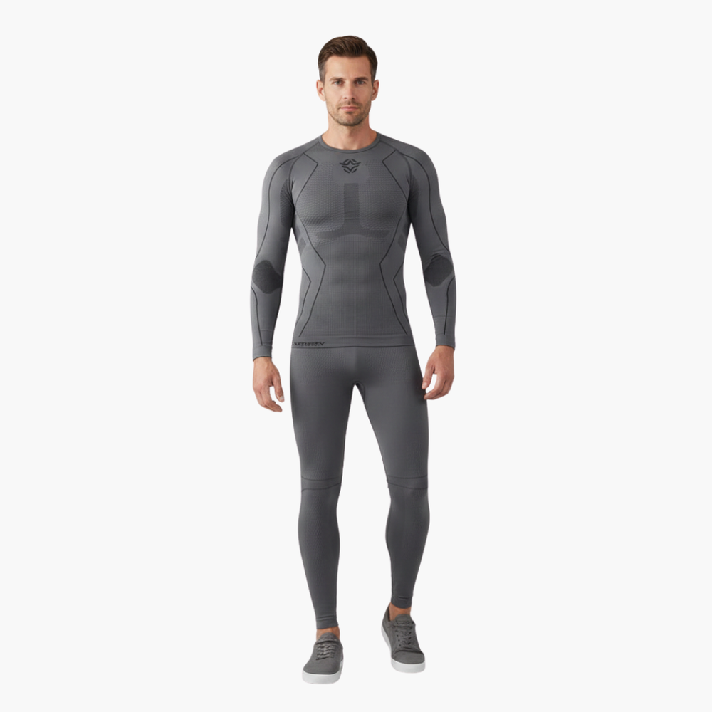 Men's Thermal Set – Long-Sleeve Top, Elastic-Waist Pants & Two-Piece Design