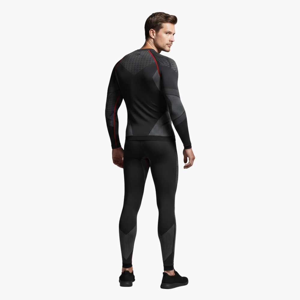 Men's Thermal Set – Long-Sleeve Top, Elastic-Waist Pants & Two-Piece Design