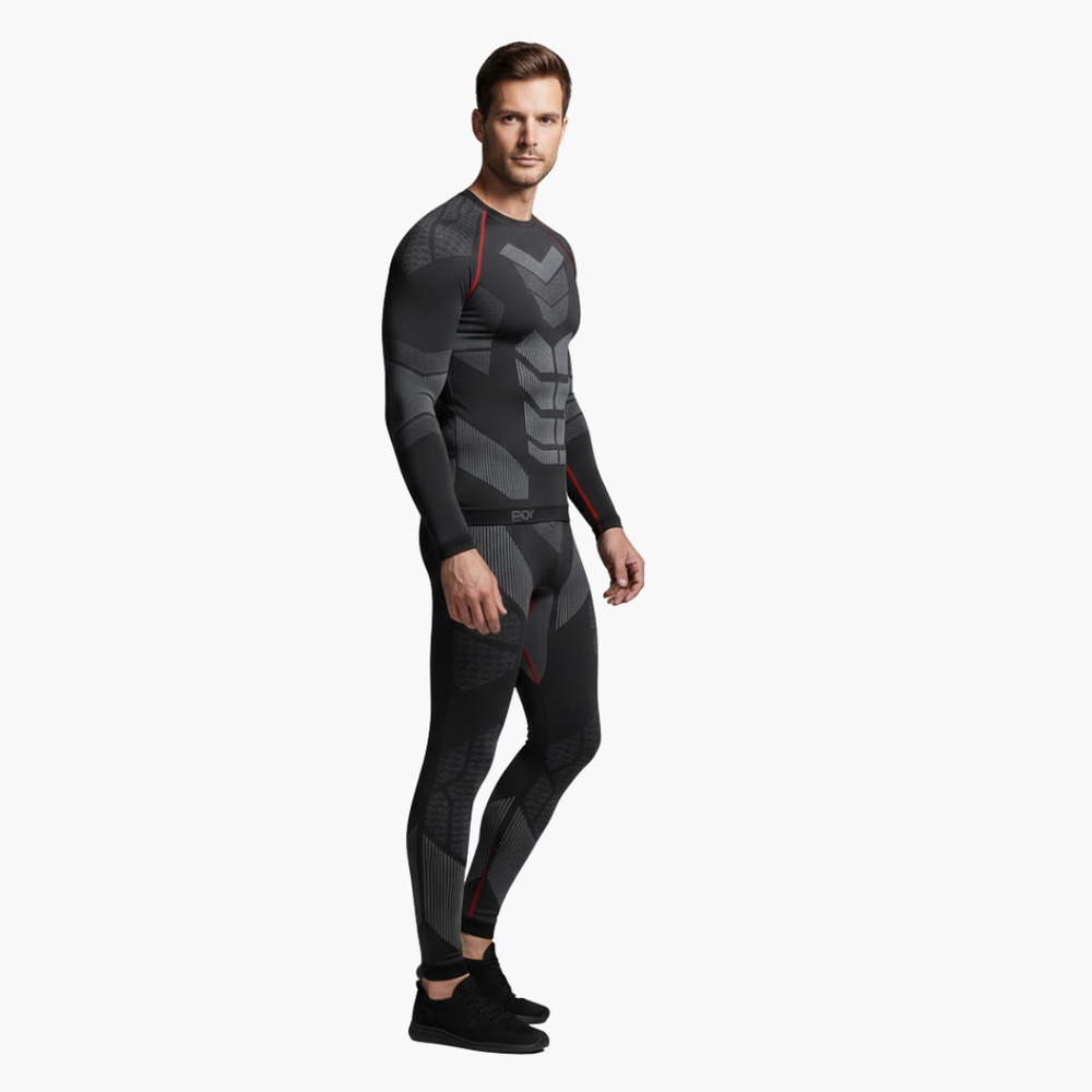 Men's Thermal Set – Long-Sleeve Top, Elastic-Waist Pants & Two-Piece Design