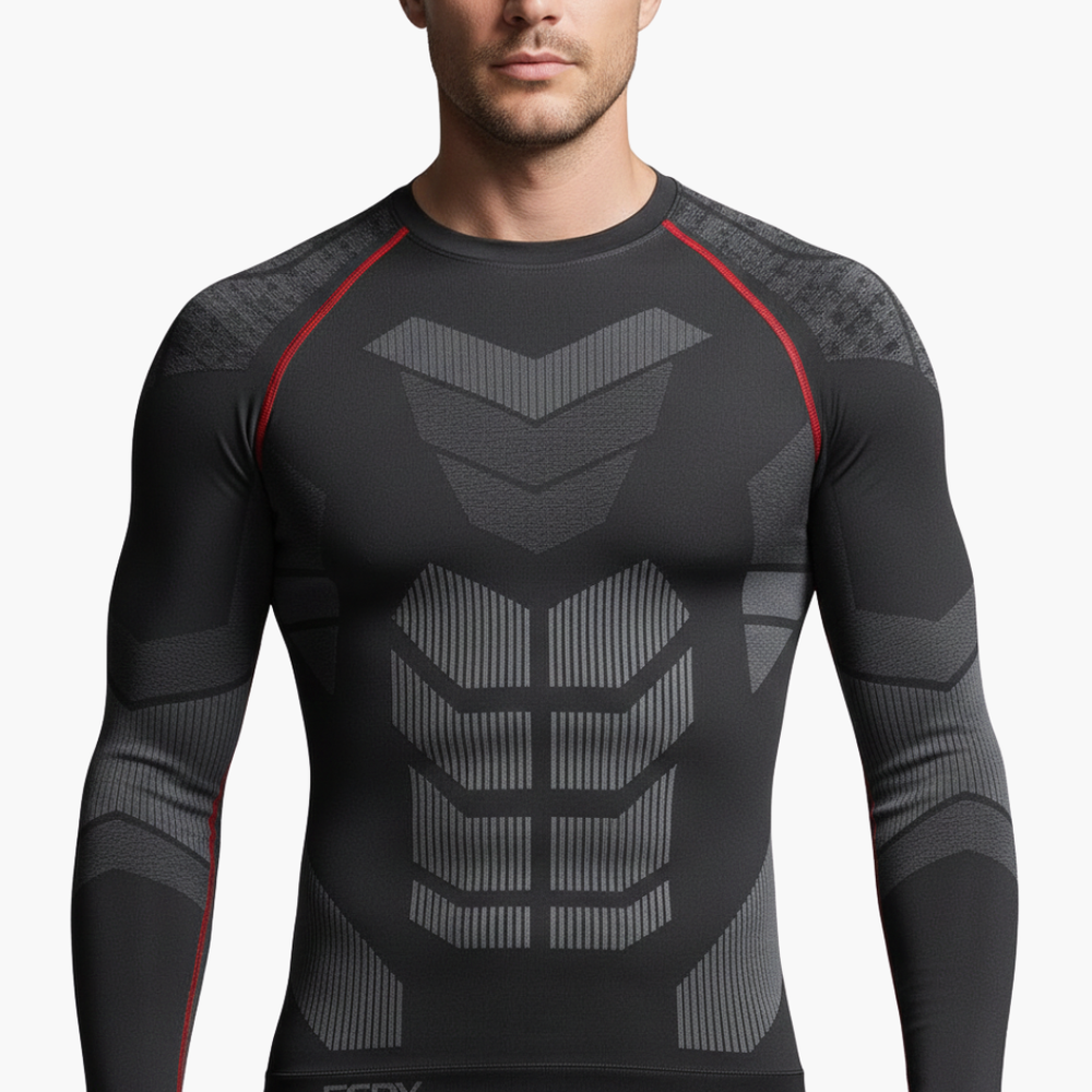 Men's Thermal Set – Long-Sleeve Top, Elastic-Waist Pants & Two-Piece Design