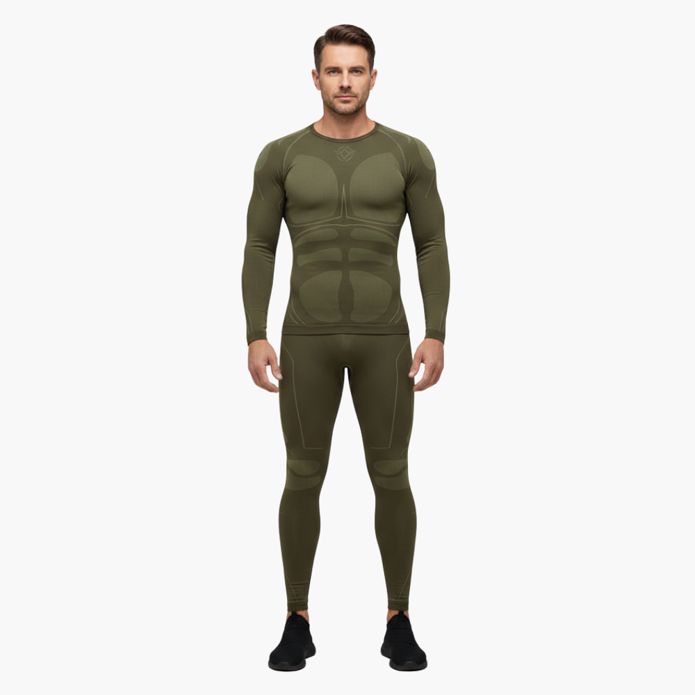 Men's Thermal Set – Long-Sleeve Top, Elastic-Waist Pants & Two-Piece Design