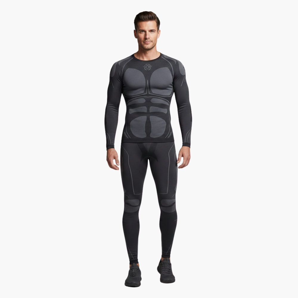 Men's Thermal Set – Long-Sleeve Top, Elastic-Waist Pants & Two-Piece Design